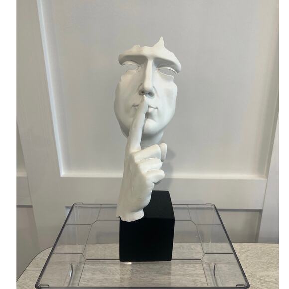 The Thinker The Silence Face & Hand Modern statue Creative Abstract Decor 13”H - Picture 1 of 7